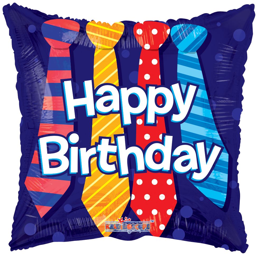 FOIL 18" HAPPY BIRTHDAY TIES