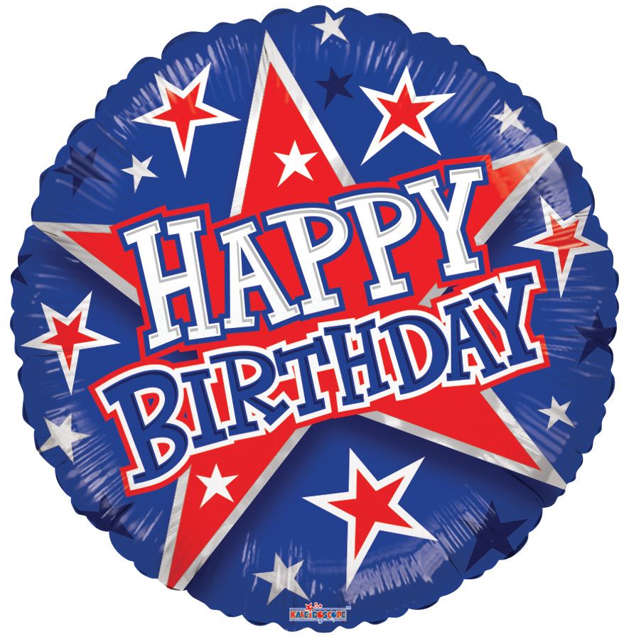 FOIL 18" BIRTHDAY RED AND BLUE STARS