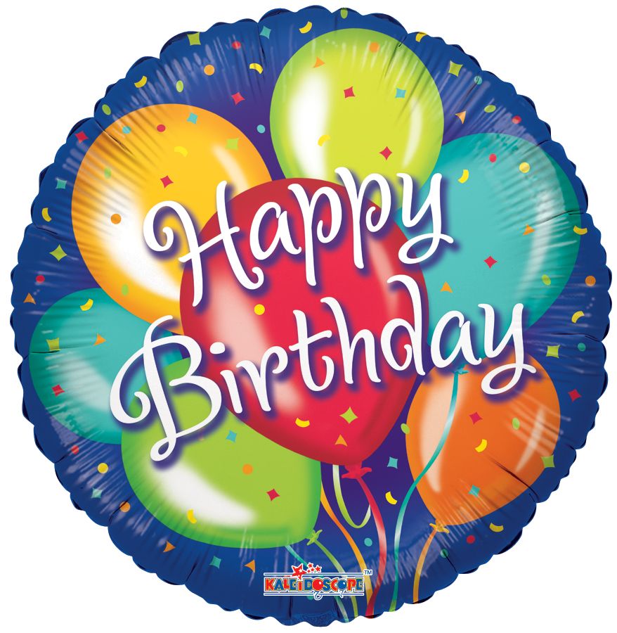 FOIL BIRTHDAY IN BLUE BALLOONS 36" KALEIDOSCOPE