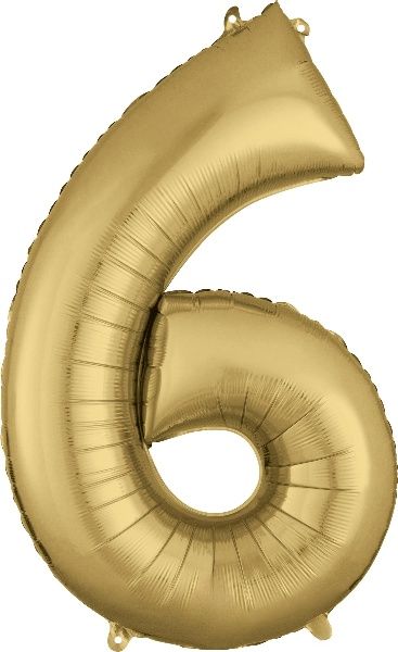 34" GOLD NUMBER 6 Oh Ballons