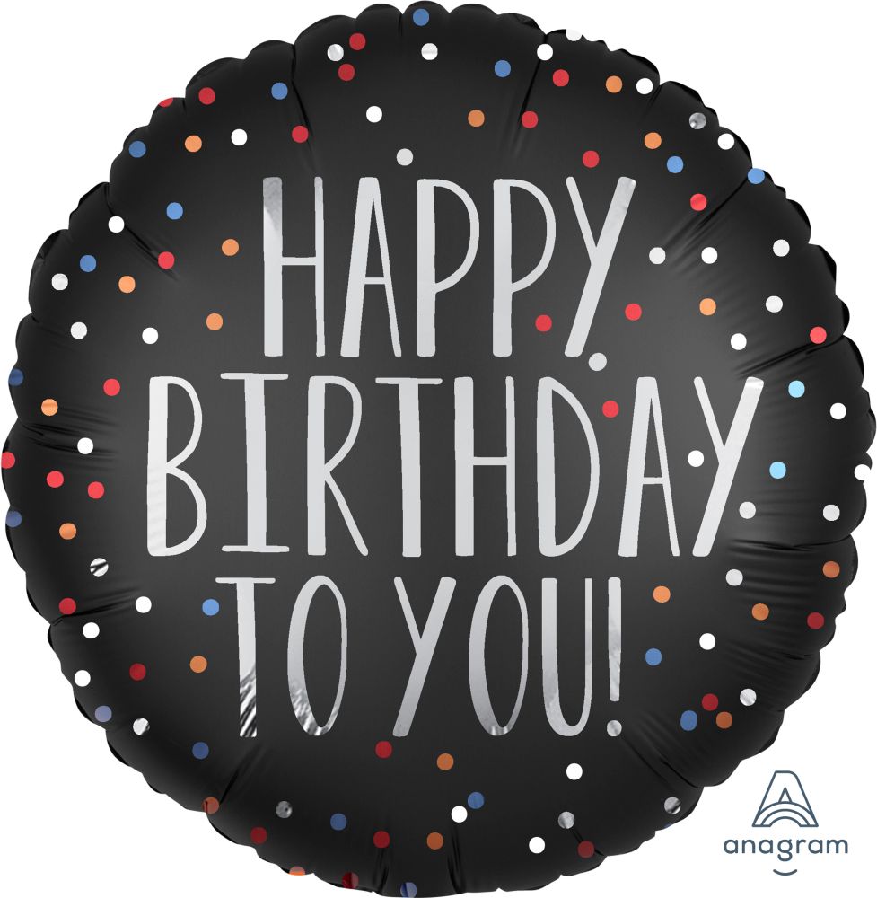 FOIL 18" HAPPY BIRTHDAY TO YOU SATIN DOTS