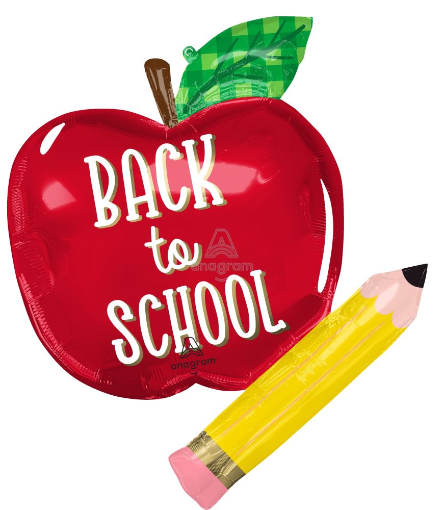 FOIL SUPERSHAPE BACK TO SCHOOL APPLE AND PENCIL BALLOONS 31"