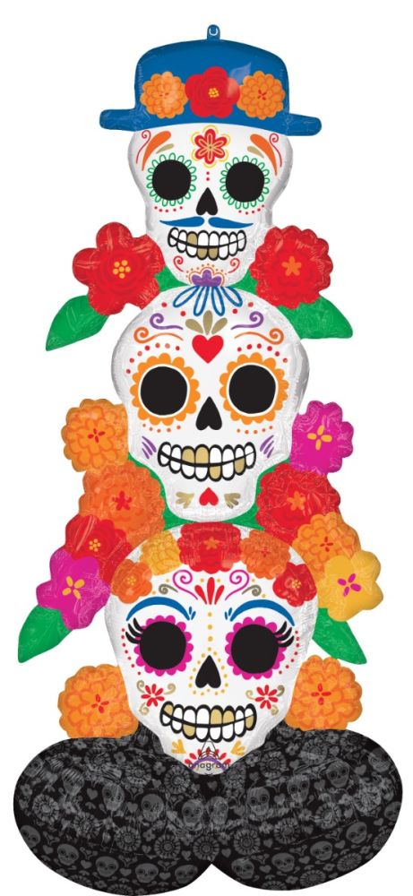 FOIL DAY OF THE DEAD BRIGHT FLORES BALLOONS 53" AirLoonz
