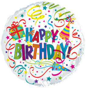 FOIL 17" HAPPY BIRTHDAY PARTY HAT AND HORN