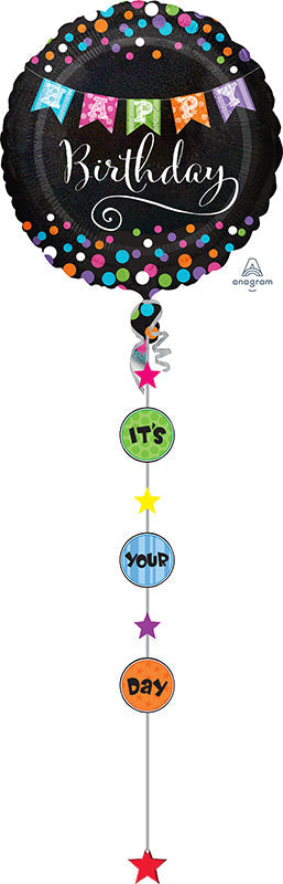 FOIL 32" DROP-A-LINE BALLOON BIRTHDAY BANNER