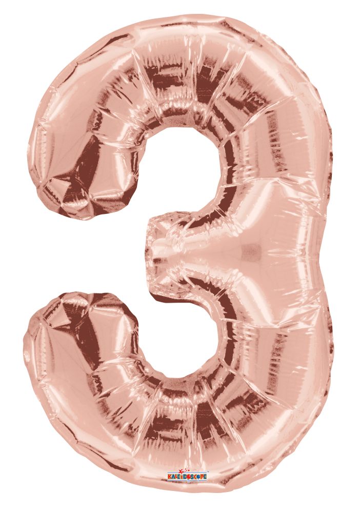 34" ROSE GOLD NUMBER 3 KALEIDOSCOPE