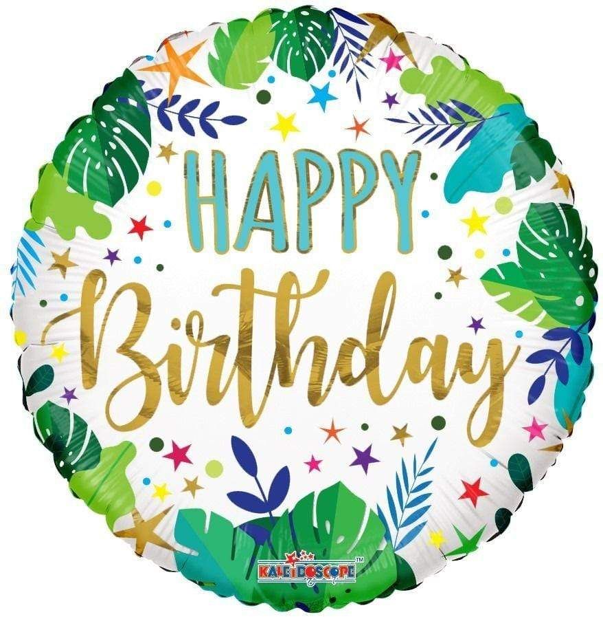 FOIL 18" BIRTHDAY JUNGLE LEAVES