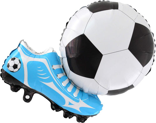 29" CLEATS KICKING SOCCER BALL BLUE BALLOON