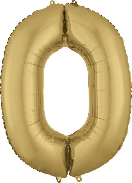 34" GOLD NUMBER  0 Oh Ballons