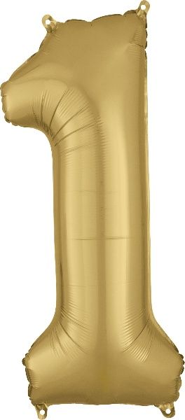 34" GOLD NUMBER  1 Oh Ballons