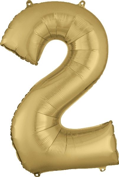 34" GOLD NUMBER  2 Oh Ballons