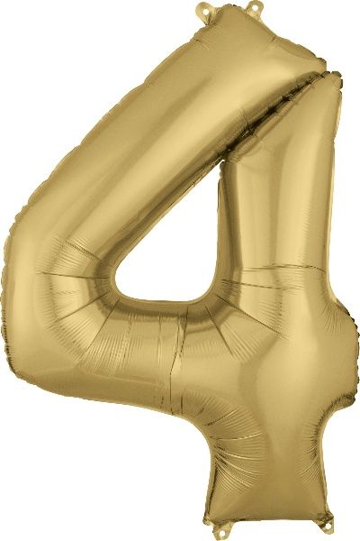 34" GOLD NUMBER  4 Oh Ballons