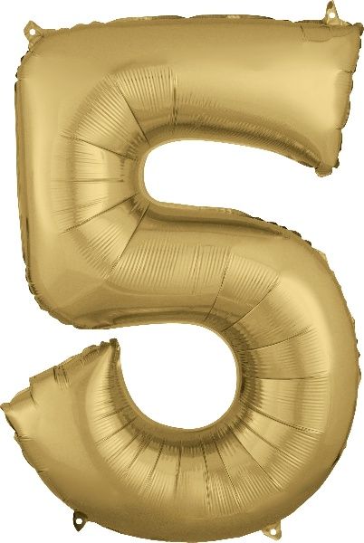 34" GOLD NUMBER  5 Oh Ballons