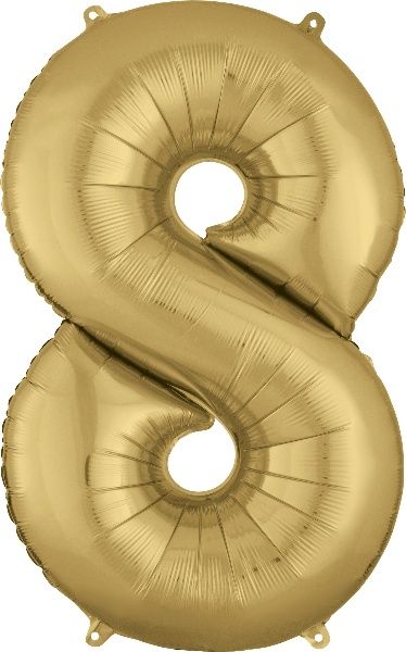 34" GOLD NUMBER  8 Oh Ballons