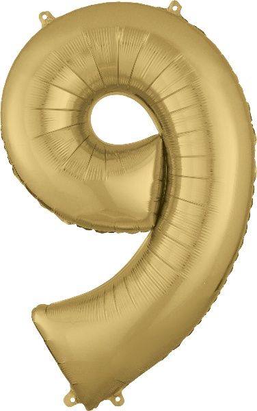 34" GOLD NUMBER  9 Oh Ballons