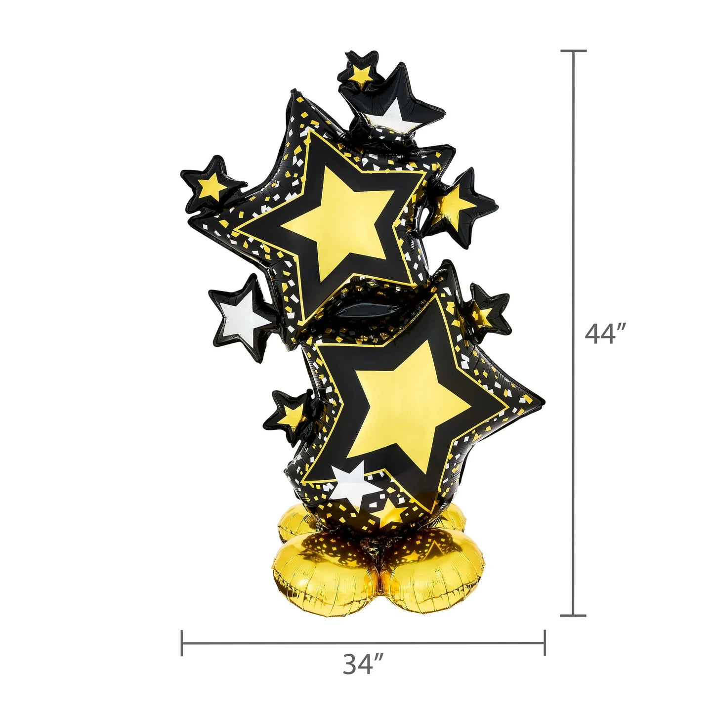 Black/Gold Air-Filled Stars Balloon, by Way To Celebrate