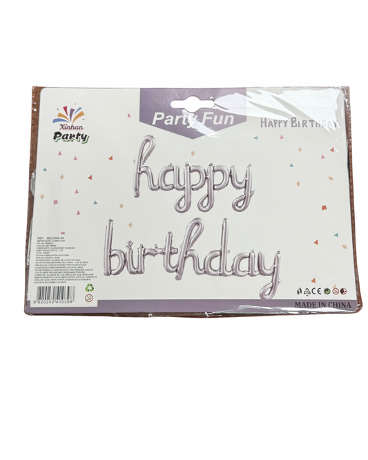 HAPPY BIRTHDAY SILVER SCRIPT BALLOON