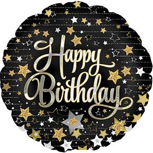 FOIL 18" HAPPY BIRTHDAY GOLD STARS