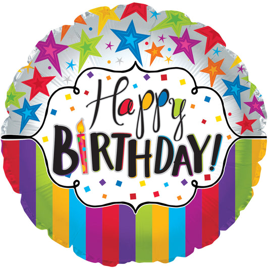FOIL 17" HAPPY BITHDAY STARS AND STRIPES
