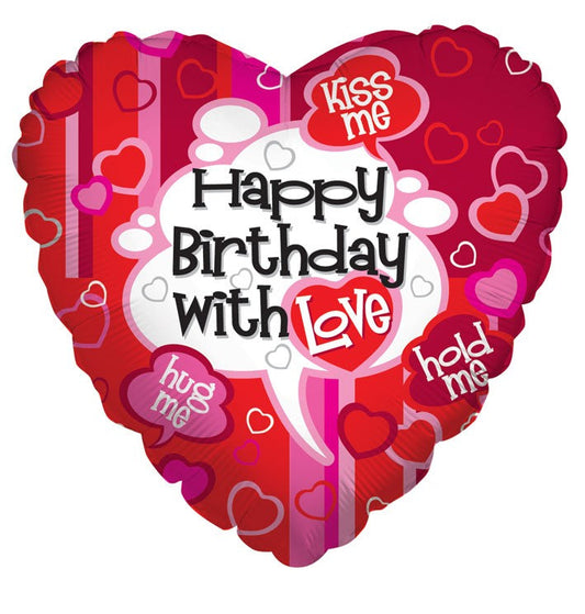 FOIL 18" HAPPY BIRTHDAY WITH LOVE HEART