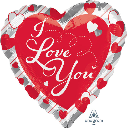 FOIL 28: LOVE RED HEART AND SILVER STRIPES