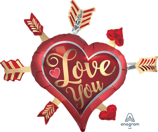 FOIL 34" SATIN INFUSED LOVE YOU ARROWS