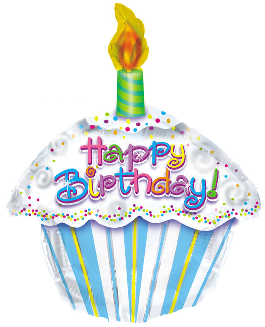 FOIL 18" SHAPED HAPPY BIRTHDAY CUPCAKE