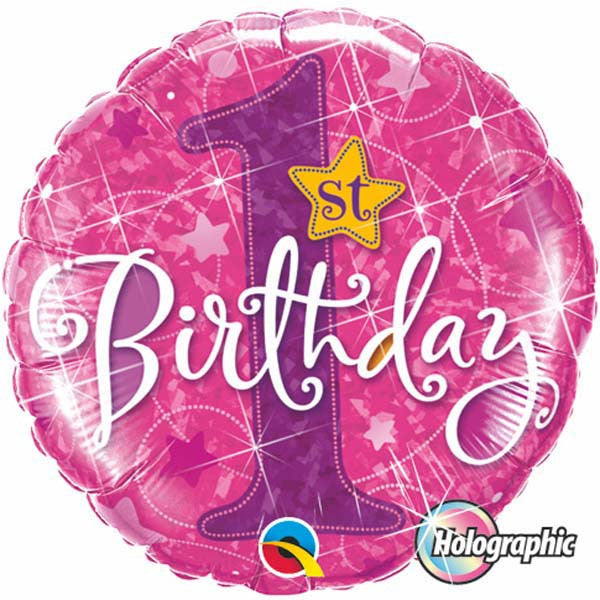 FOIL 18" 1ST BIRTHDAY STARS PINK MYLAR