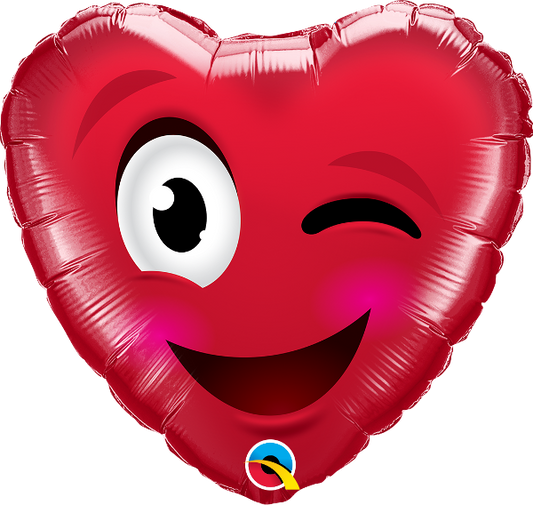 FOIL 18" SMILEY WINK HEART