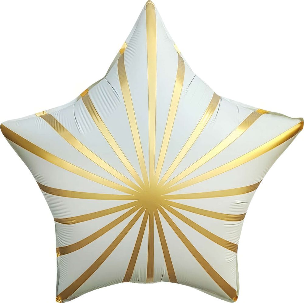 MATTE WHITE GOLDEN RAYS STAR BALLOON 18"