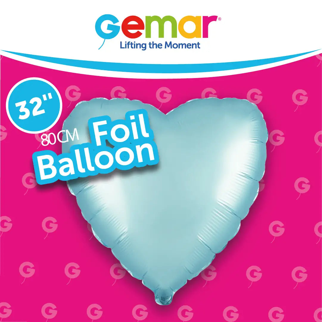 FOIL HEART PASTEL BLUE 32" GEMAR