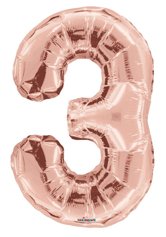 34" ROSE GOLD NUMBER  3 KALEIDOSCOPE