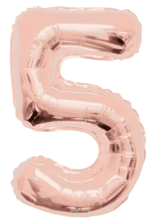 34" ROSE GOLD NUMBER  5 KALEIDOSCOPE
