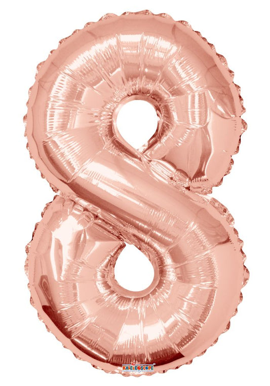 34" ROSE GOLD NUMBER  8 KALEIDOSCOPE