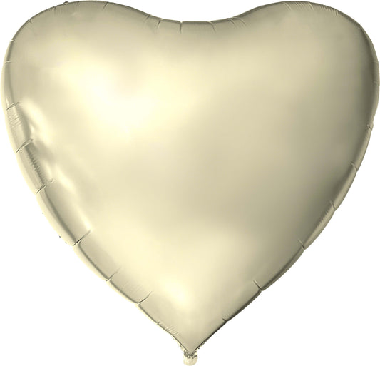 51" White Gold Heart Balloon