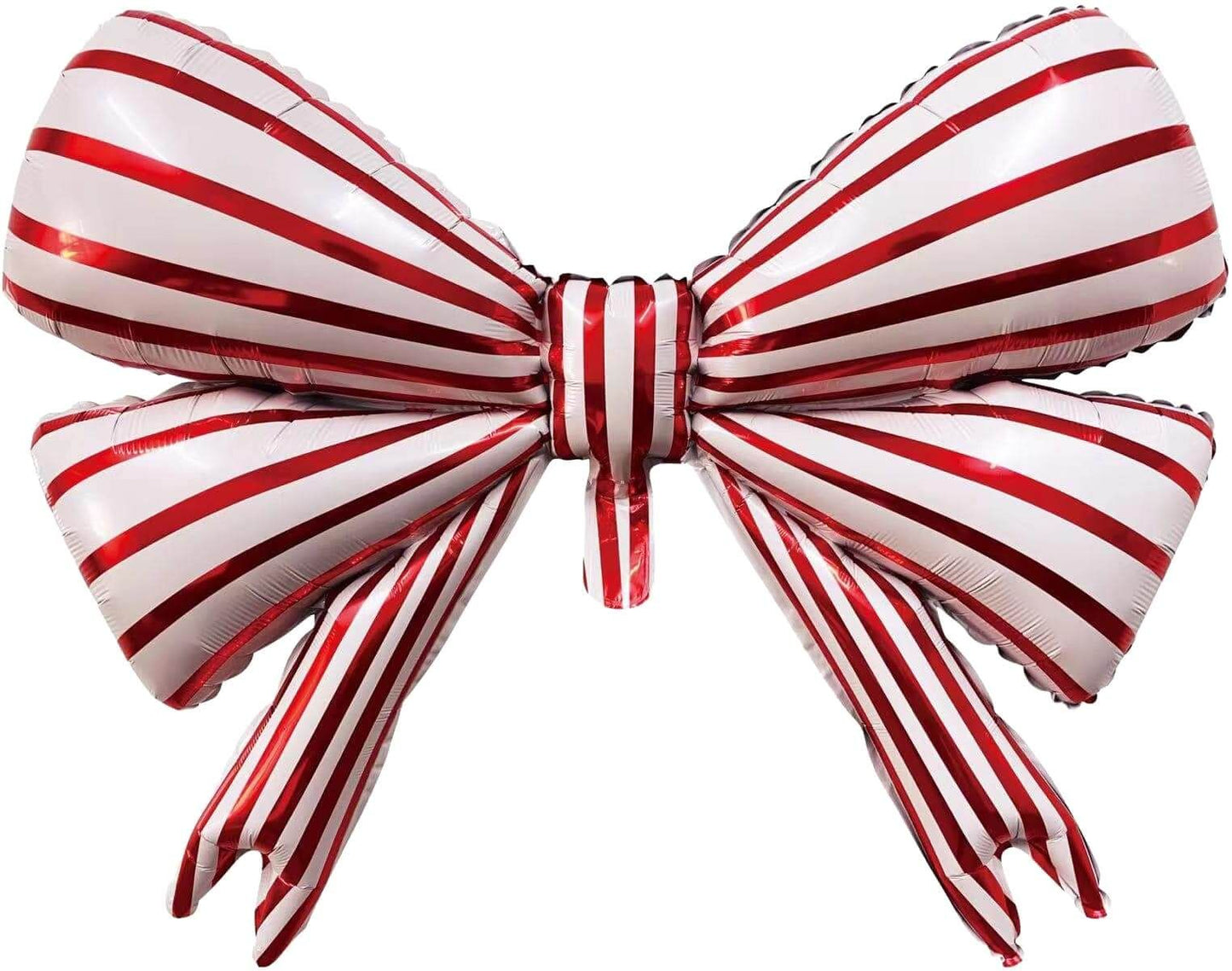 RED STRIPED WHITE  BOW BALLOON 30"
